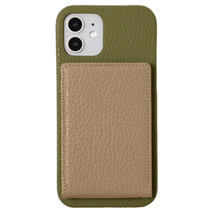 本革 32色 イタリアンシュリンクレザー 縦開きミラー付きカードケース 背面ケース iPhoneシリーズ