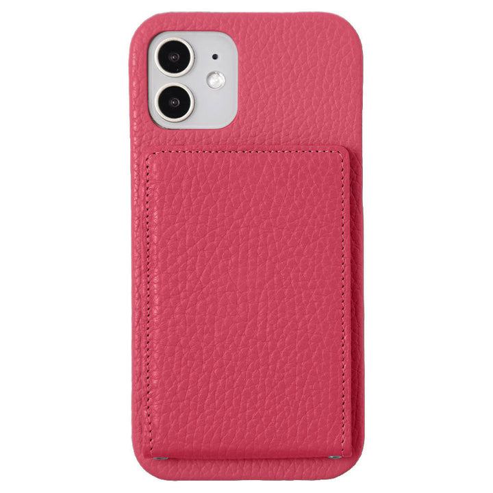 本革 32色 イタリアンシュリンクレザー 縦開きミラー付きカードケース 背面ケース iPhoneシリーズ