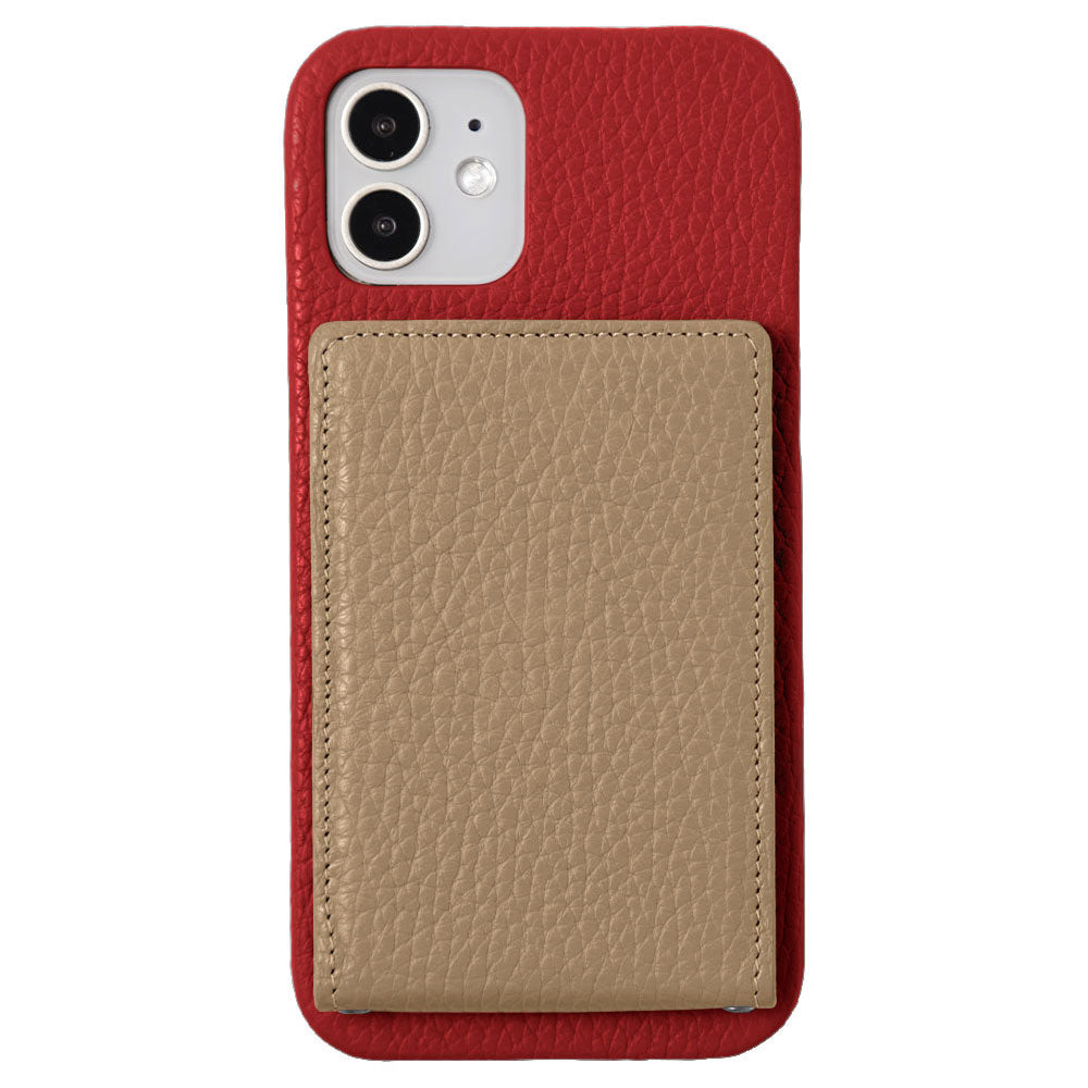 本革 32色 イタリアンシュリンクレザー 縦開きミラー付きカードケース 背面ケース iPhoneシリーズ