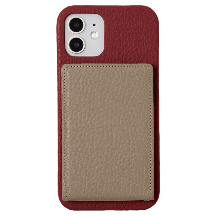 本革 32色 イタリアンシュリンクレザー 縦開きミラー付きカードケース 背面ケース iPhoneシリーズ