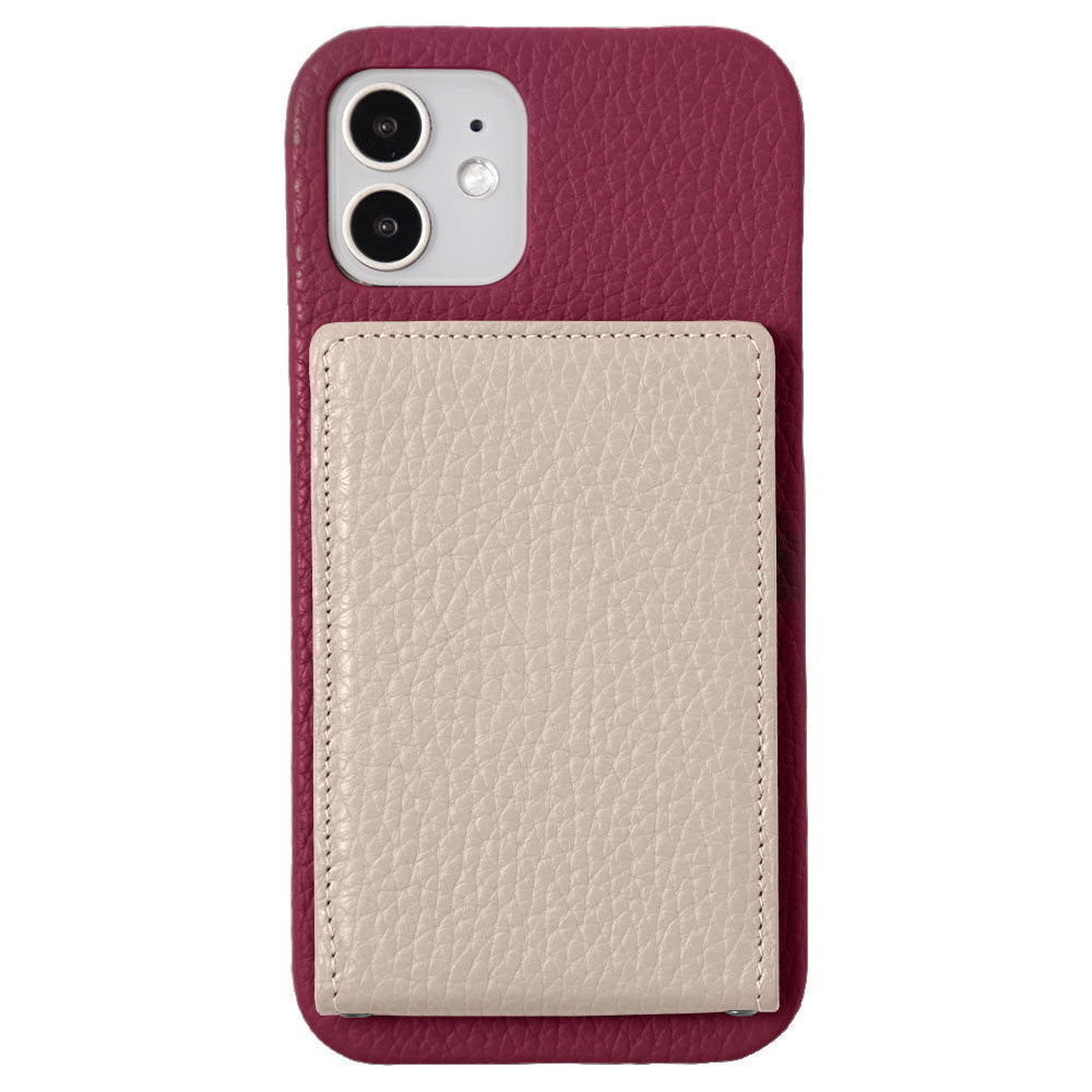 本革 32色 イタリアンシュリンクレザー 縦開きミラー付きカードケース 背面ケース iPhoneシリーズ