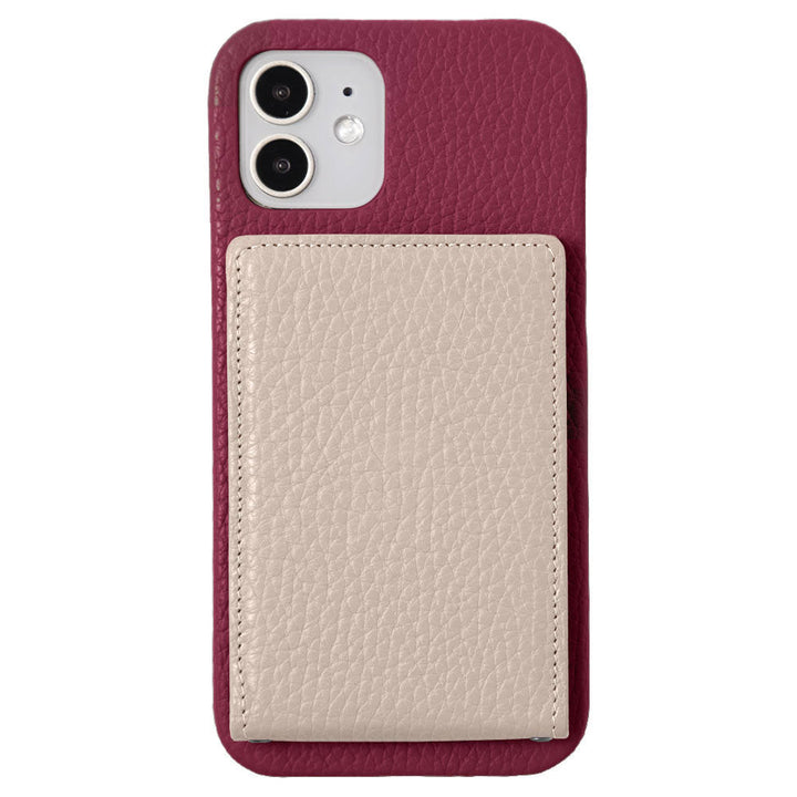 本革 32色 イタリアンシュリンクレザー 縦開きミラー付きカードケース 背面ケース iPhoneシリーズ