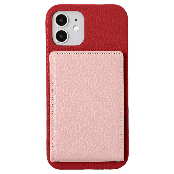 本革 32色 イタリアンシュリンクレザー 縦開きミラー付きカードケース 背面ケース iPhoneシリーズ