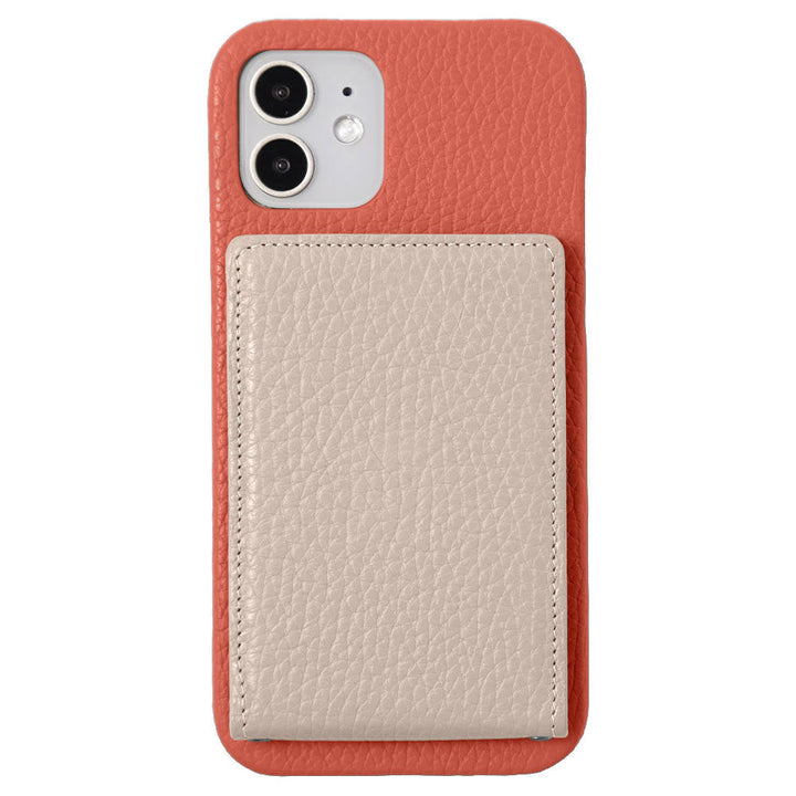 本革 32色 イタリアンシュリンクレザー 縦開きミラー付きカードケース 背面ケース iPhoneシリーズ