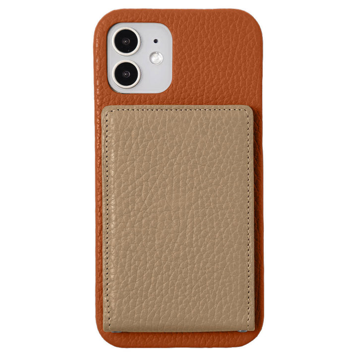 本革 32色 イタリアンシュリンクレザー 縦開きミラー付きカードケース 背面ケース iPhoneシリーズ