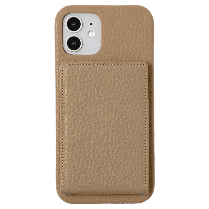 本革 32色 イタリアンシュリンクレザー 縦開きミラー付きカードケース 背面ケース iPhoneシリーズ