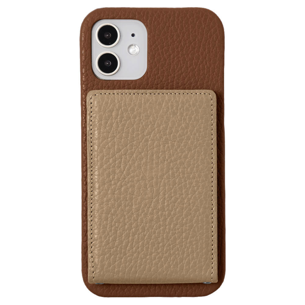 本革 32色 イタリアンシュリンクレザー 縦開きミラー付きカードケース 背面ケース iPhoneシリーズ