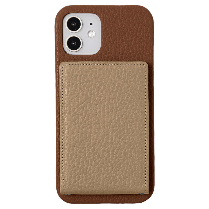 本革 32色 イタリアンシュリンクレザー 縦開きミラー付きカードケース 背面ケース iPhoneシリーズ