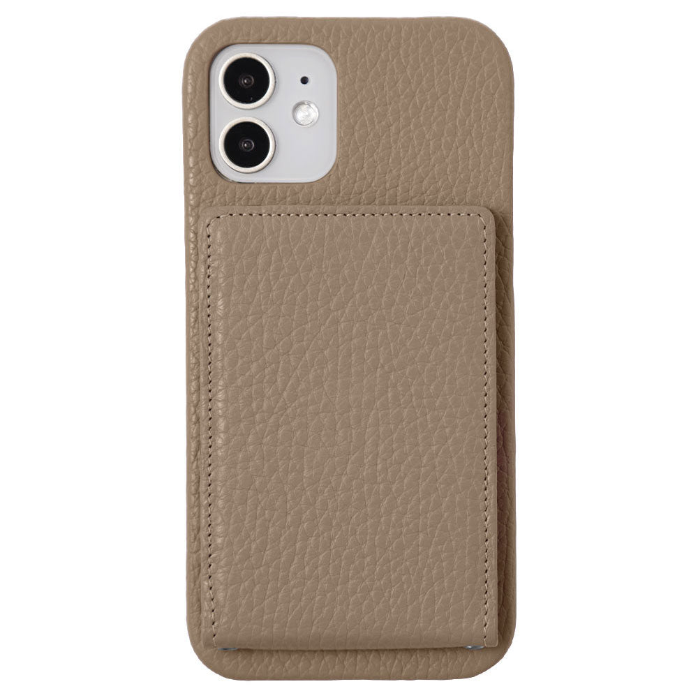 本革 32色 イタリアンシュリンクレザー 縦開きミラー付きカードケース 背面ケース iPhoneシリーズ