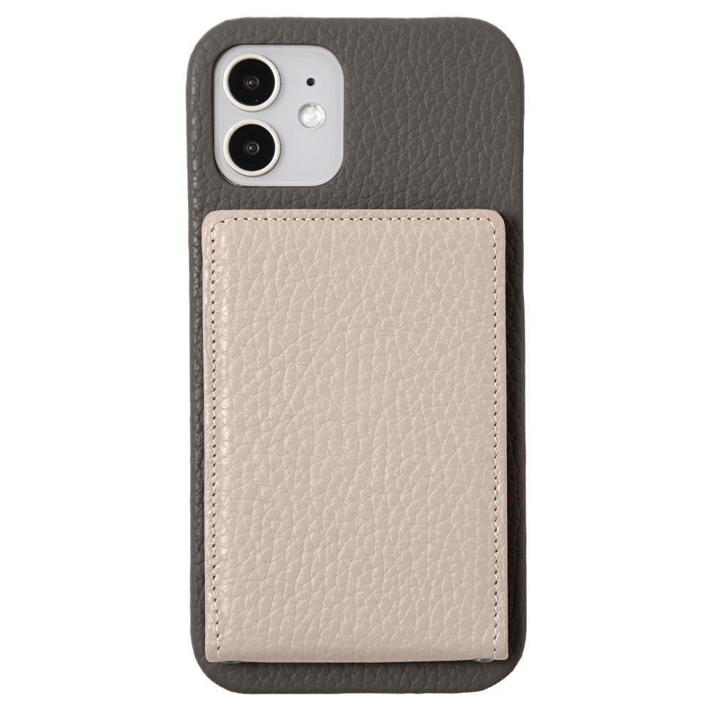 本革 32色 イタリアンシュリンクレザー 縦開きミラー付きカードケース 背面ケース iPhoneシリーズ