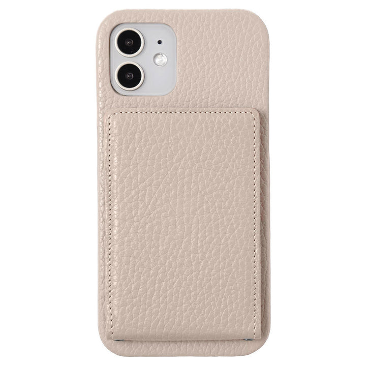 本革 32色 イタリアンシュリンクレザー 縦開きミラー付きカードケース 背面ケース iPhoneシリーズ