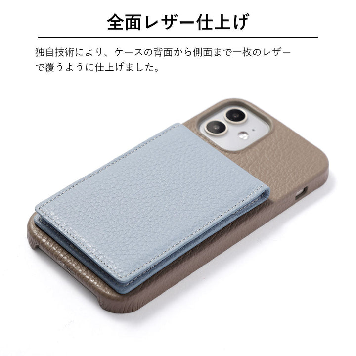 本革 32色 イタリアンシュリンクレザー 縦開きミラー付きカードケース 背面ケース iPhoneシリーズ