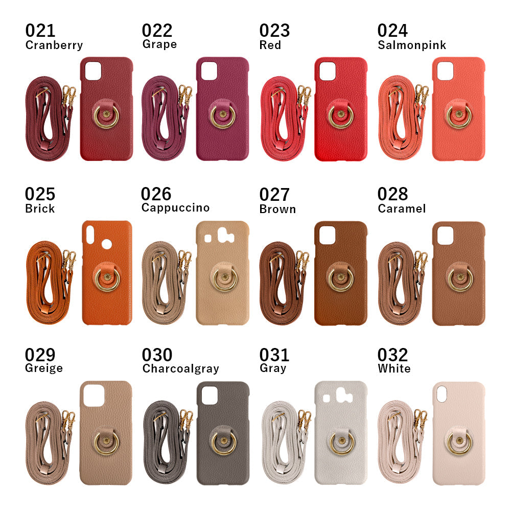 Genuine leather 32 colors Italian shrink leather with mirror & smartphone ring & shoulder strap attached back case Galaxy series