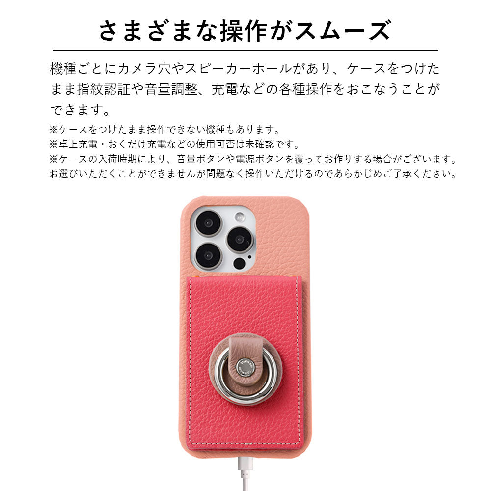 Genuine leather 32 colors Italian shrink leather with mirror & smartphone ring & shoulder strap attached back case Galaxy series