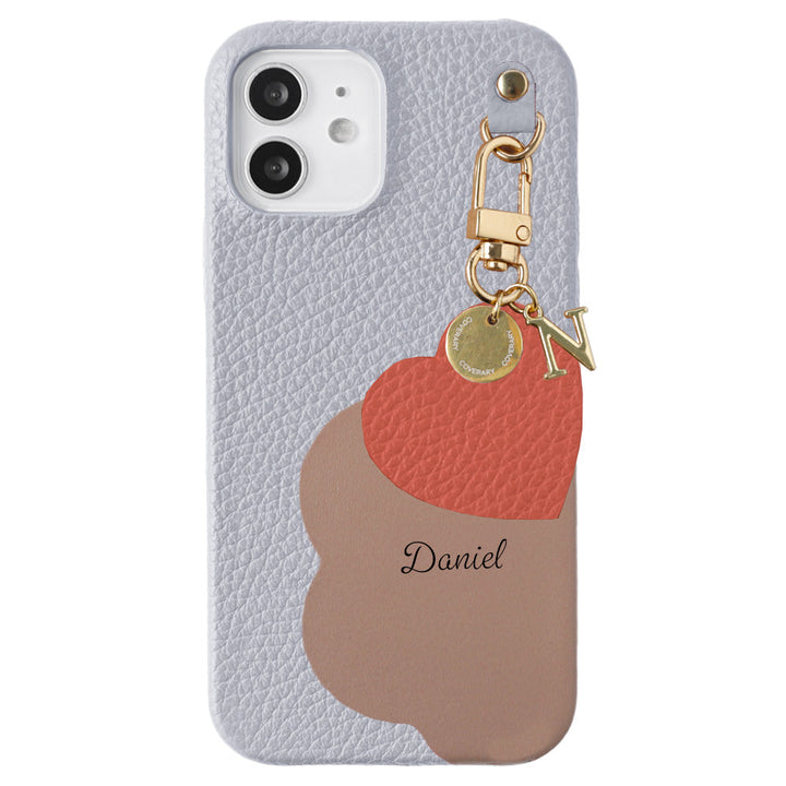 Genuine Leather 32 Colors Italian Shrink Leather Motif Cut Leather Printed Name Initial Charm Back Case Xperia Series