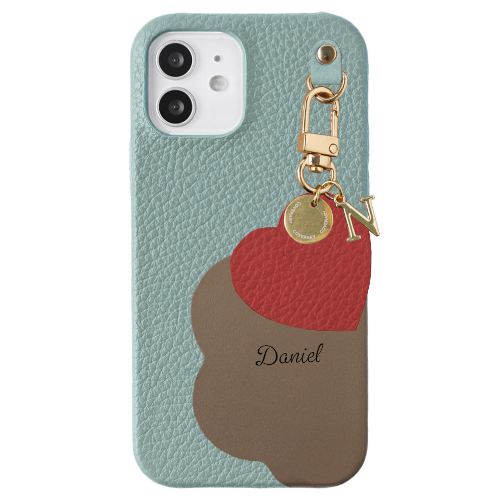 Genuine Leather 32 Colors Italian Shrink Leather Motif Cut Leather Printed Name Initial Charm Back Case Xperia Series