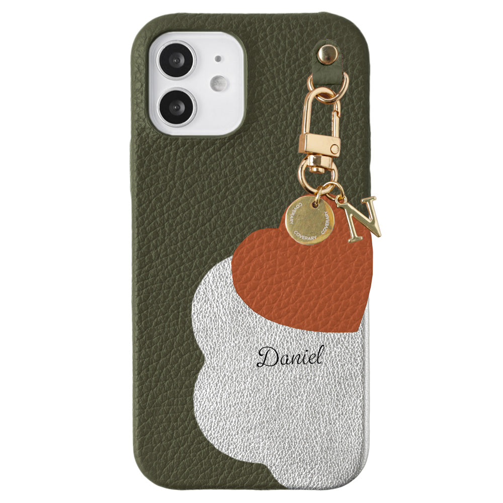 Genuine Leather 32 Colors Italian Shrink Leather Motif Cut Leather Printed Name Initial Charm Back Case Xperia Series