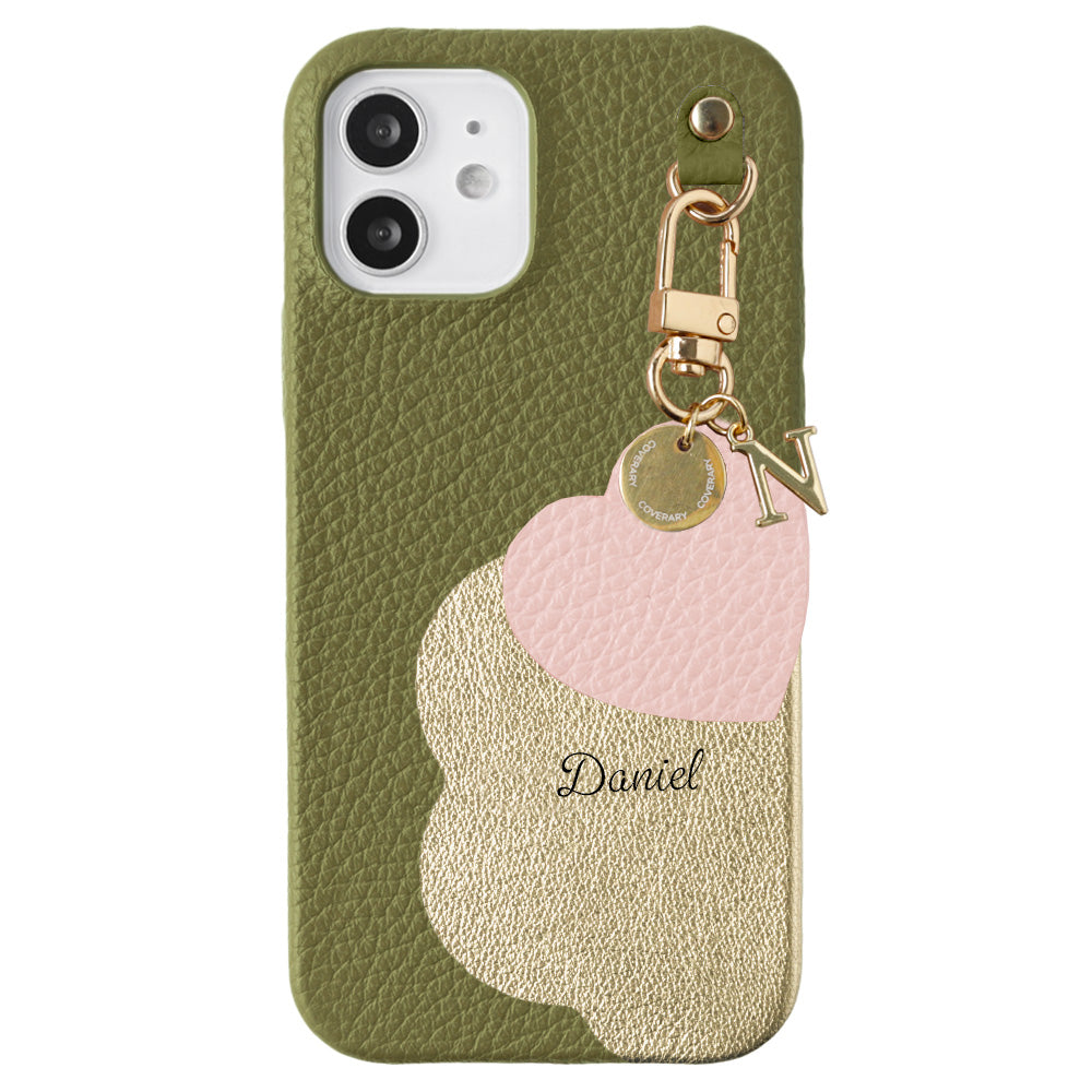 Genuine Leather 32 Colors Italian Shrink Leather Motif Cut Leather Printed Name Initial Charm Back Case Xperia Series