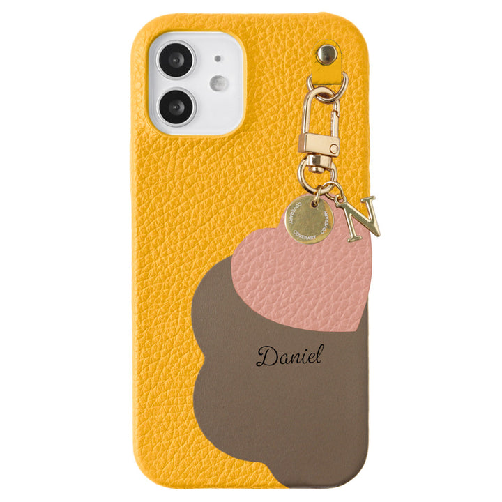 Cuir véritable 32 couleurs cuir italien grainé découpe motif cuir nom imprimé breloque initiale coque arrière série Galaxy