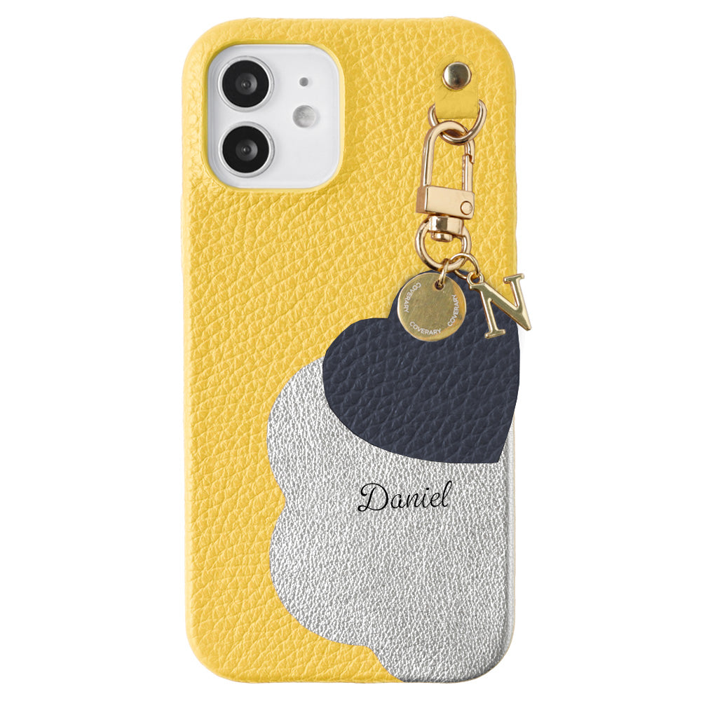 Genuine Leather 32 Colors Italian Shrink Leather Motif Cut Leather Printed Name Initial Charm Back Case Xperia Series