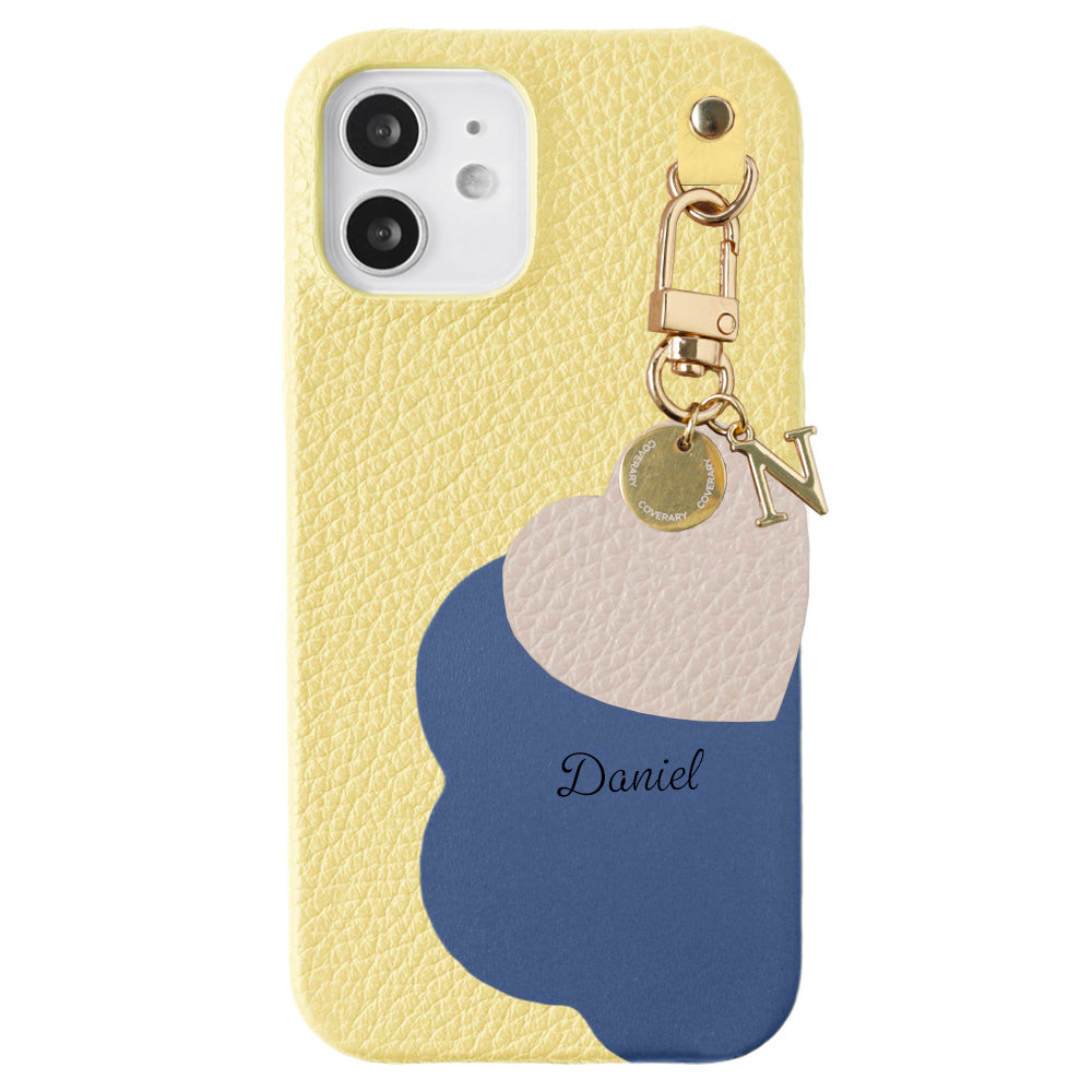 Cuir véritable 32 couleurs cuir italien grainé découpe motif cuir nom imprimé breloque initiale coque arrière série Galaxy