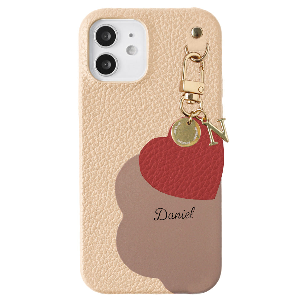 Genuine Leather 32 Colors Italian Shrink Leather Motif Cut Leather Printed Name Initial Charm Back Case Xperia Series