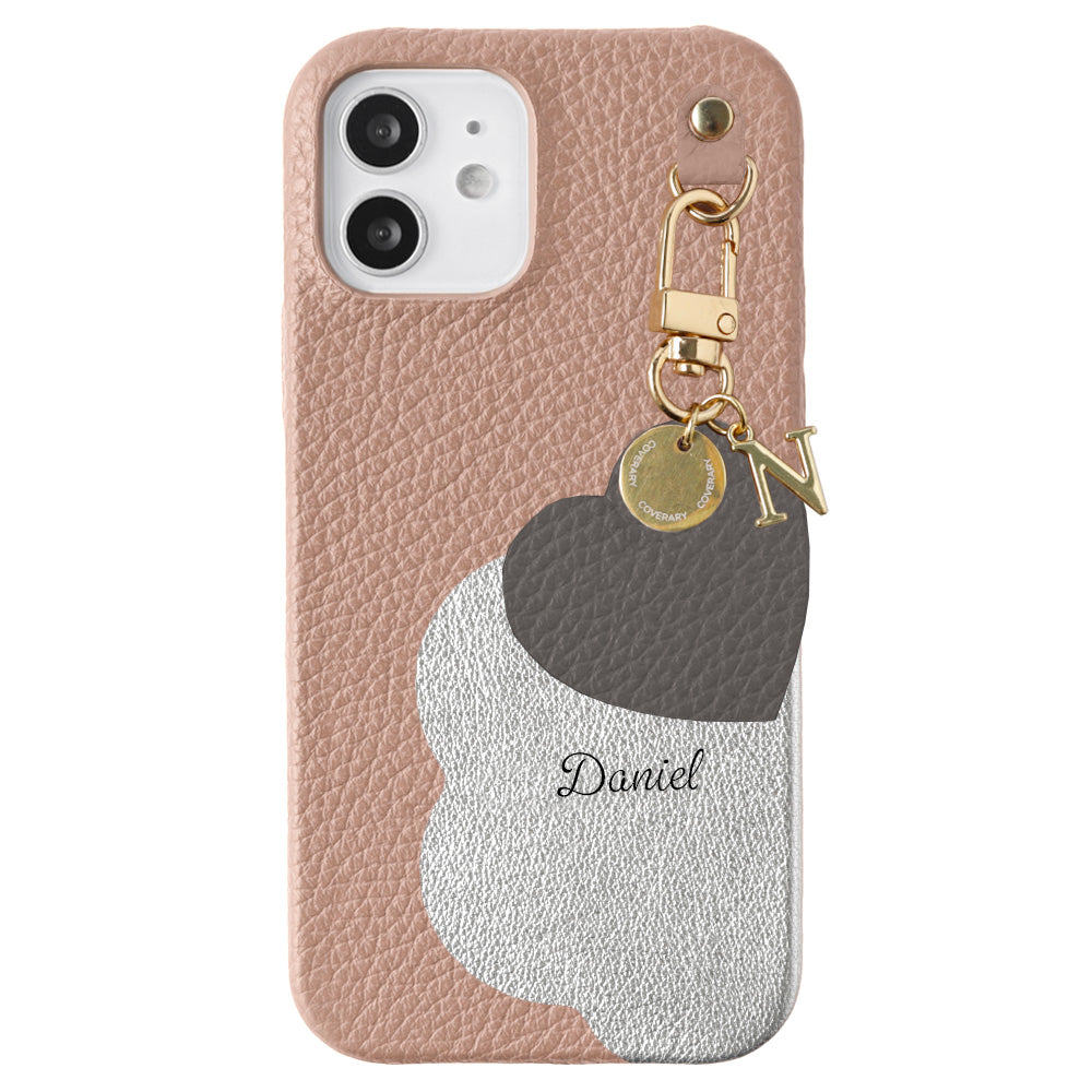 Genuine Leather 32 Colors Italian Shrink Leather Motif Cut Leather Printed Name Initial Charm Back Case Xperia Series