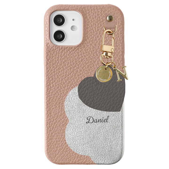 Genuine Leather 32 Colors Italian Shrink Leather Motif Cut Leather Printed Name Initial Charm Back Case Xperia Series