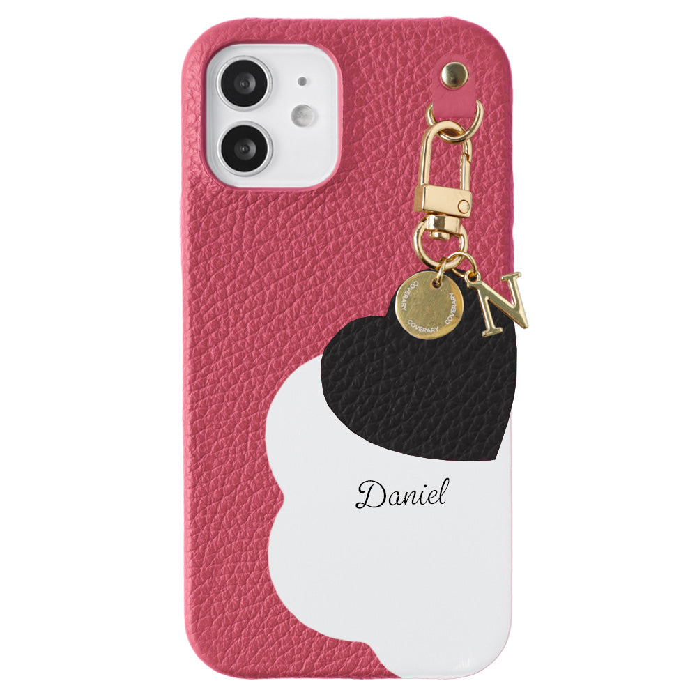 Genuine Leather 32 Colors Italian Shrink Leather Motif Cut Leather Printed Name Initial Charm Back Case Xperia Series