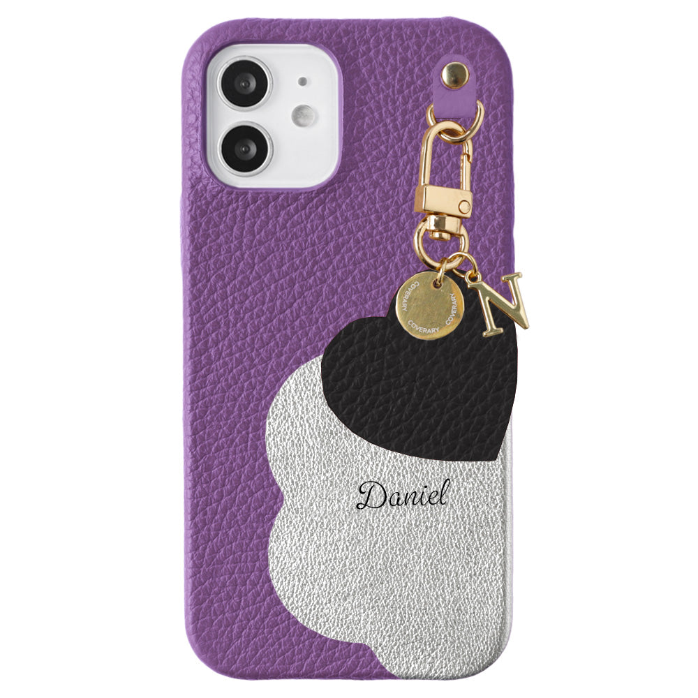 Genuine Leather 32 Colors Italian Shrink Leather Motif Cut Leather Printed Name Initial Charm Back Case Xperia Series