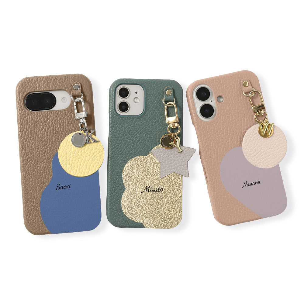 Cuir véritable 32 couleurs cuir italien grainé découpe motif cuir nom imprimé breloque initiale coque arrière série Galaxy