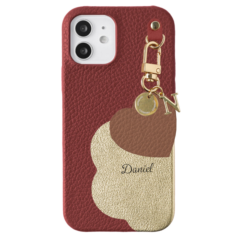 Genuine Leather 32 Colors Italian Shrink Leather Motif Cut Leather Printed Name Initial Charm Back Case Xperia Series