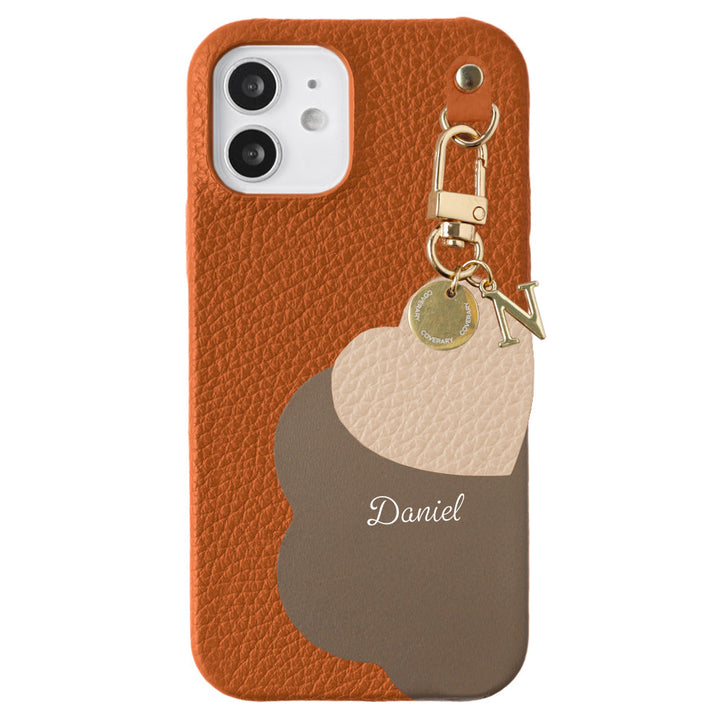 Cuir véritable 32 couleurs cuir italien grainé découpe motif cuir nom imprimé breloque initiale coque arrière série Galaxy