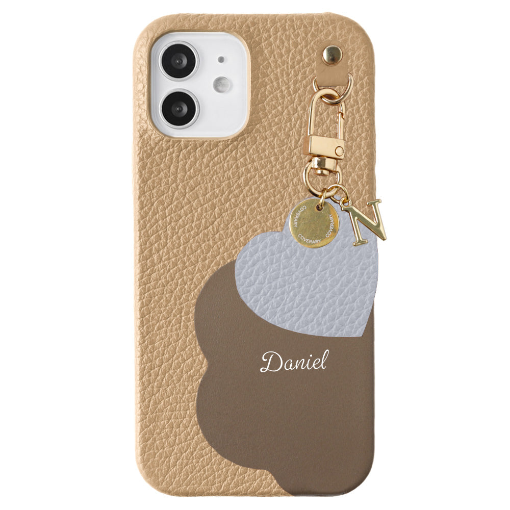 Cuir véritable 32 couleurs cuir italien grainé découpe motif cuir nom imprimé breloque initiale coque arrière série Galaxy