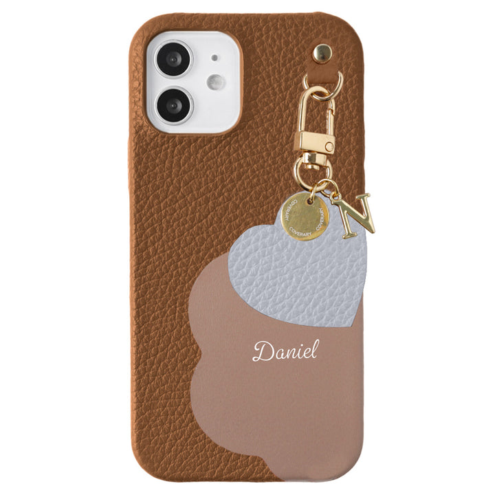 Cuir véritable 32 couleurs cuir italien grainé découpe motif cuir nom imprimé breloque initiale coque arrière série Galaxy