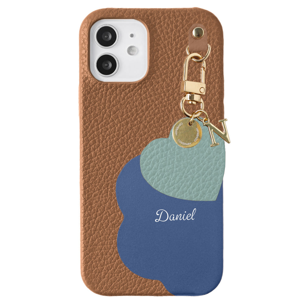 Cuir véritable 32 couleurs cuir italien grainé découpe motif cuir nom imprimé breloque initiale coque arrière série Galaxy