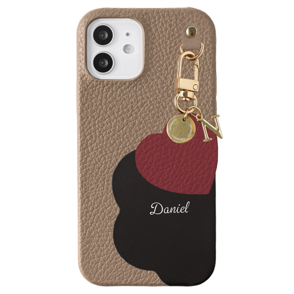 Cuir véritable 32 couleurs cuir italien grainé découpe motif cuir nom imprimé breloque initiale coque arrière série Galaxy