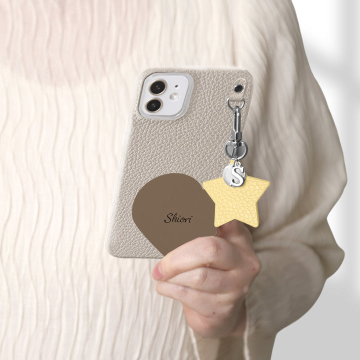 Genuine Leather 32 Colors Italian Shrink Leather Motif Cut Leather Printed Name Initial Charm Back Case Xperia Series