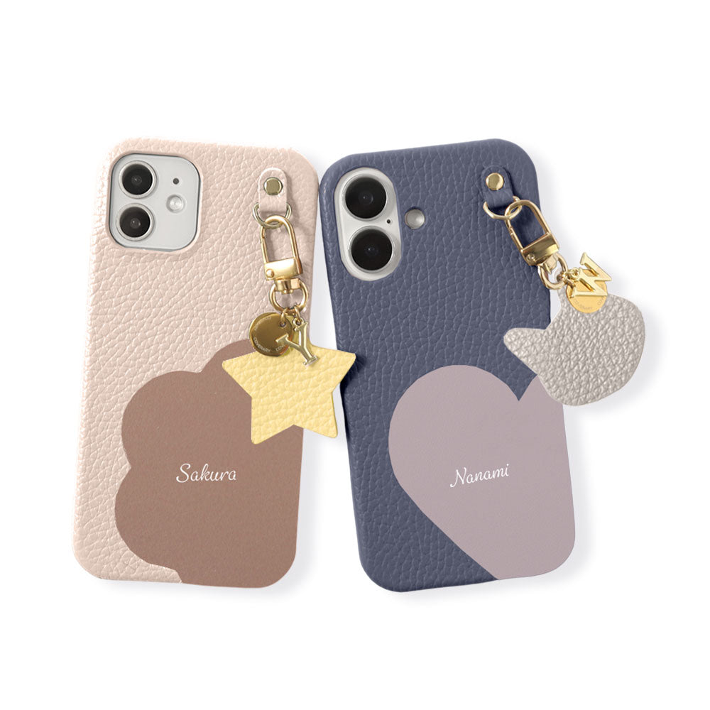 Genuine Leather 32 Colors Italian Shrink Leather Motif Cut Leather Printed Name Initial Charm Back Case Xperia Series