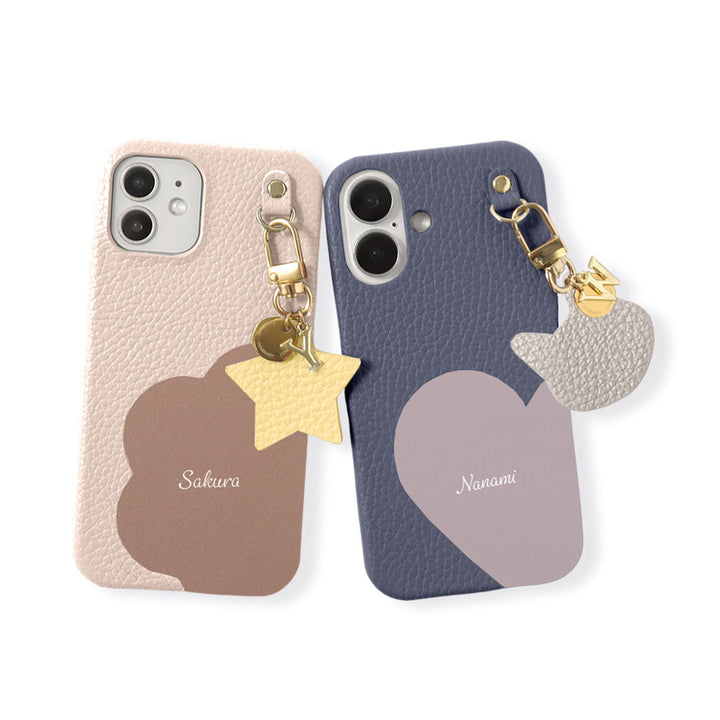 Genuine Leather 32 Colors Italian Shrink Leather Motif Cut Leather Printed Name Initial Charm Back Case Xperia Series