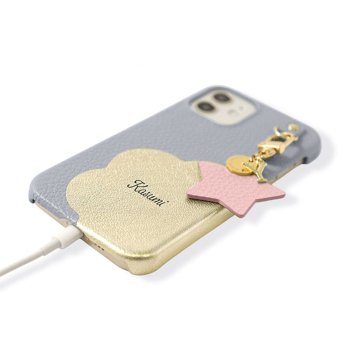 Genuine Leather 32 Colors Italian Shrink Leather Motif Cut Leather Printed Name Initial Charm Back Case Xperia Series