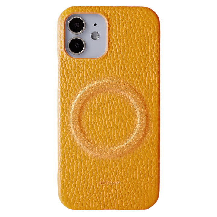 Cuir véritable 32 couleurs cuir italien grainé compatible Magsafe coque arrière série iPhone