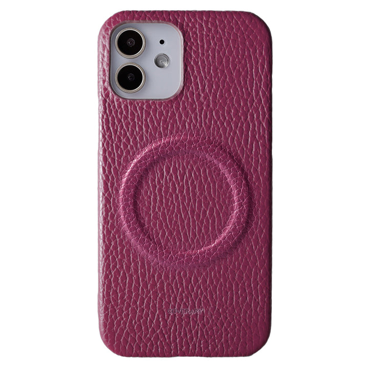 Cuir véritable 32 couleurs cuir italien grainé compatible Magsafe coque arrière série iPhone