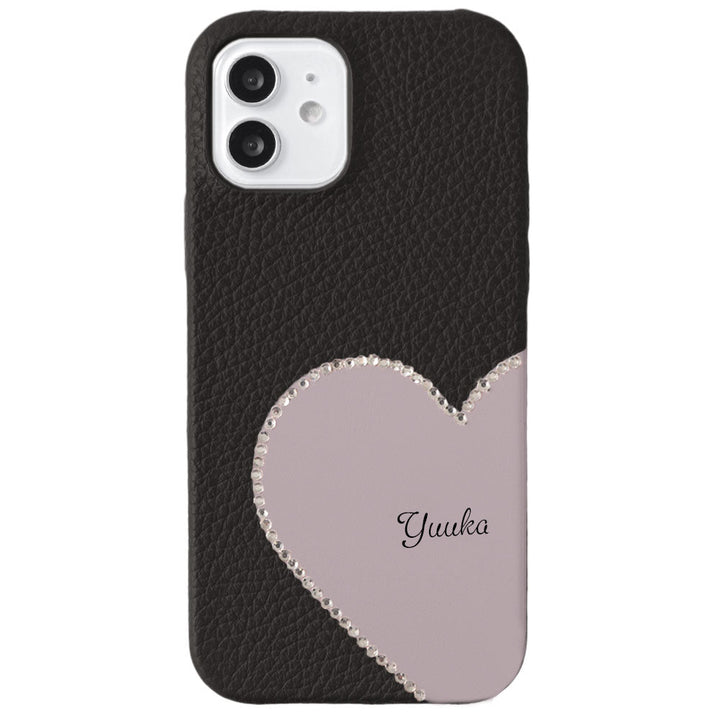 Genuine Leather 32 Colors Italian Shrink Leather Motif Cut Leather Printed Name Stone Decoration Back Case AQUOS Series