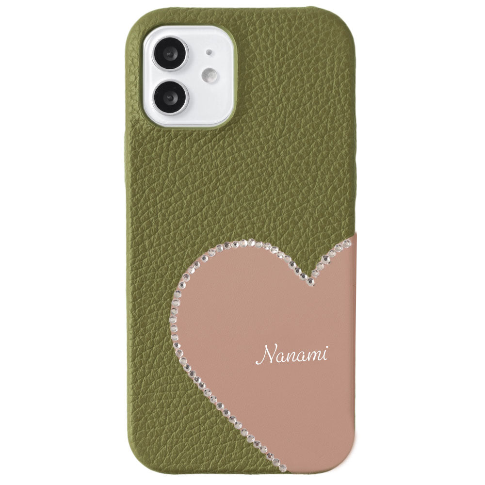 Genuine Leather 32 Colors Italian Shrink Leather Motif Cut Leather Printed Name Stone Decoration Back Case AQUOS Series