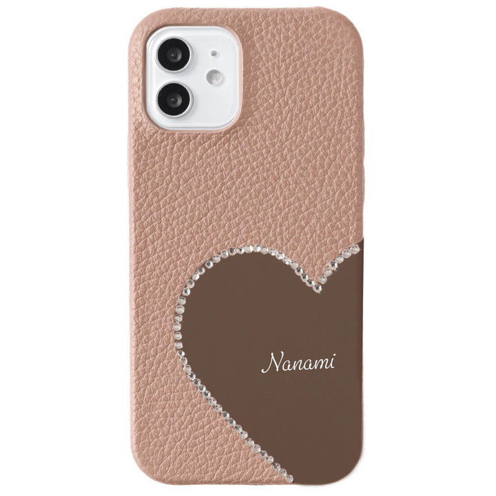 Genuine Leather 32 Colors Italian Shrink Leather Motif Cut Leather Printed Name Stone Decoration Back Case AQUOS Series