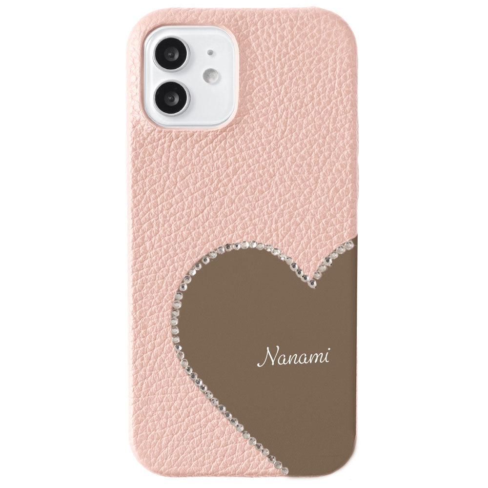 Genuine Leather 32 Colors Italian Shrink Leather Motif Cut Leather Printed Name Stone Decoration Back Case AQUOS Series