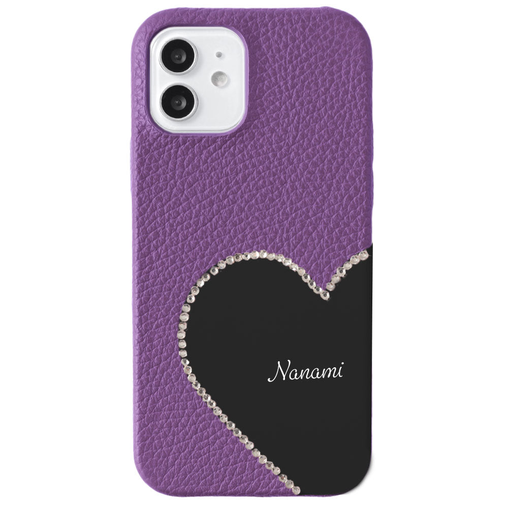 Genuine Leather 32 Colors Italian Shrink Leather Motif Cut Leather Printed Name Stone Decoration Back Case AQUOS Series