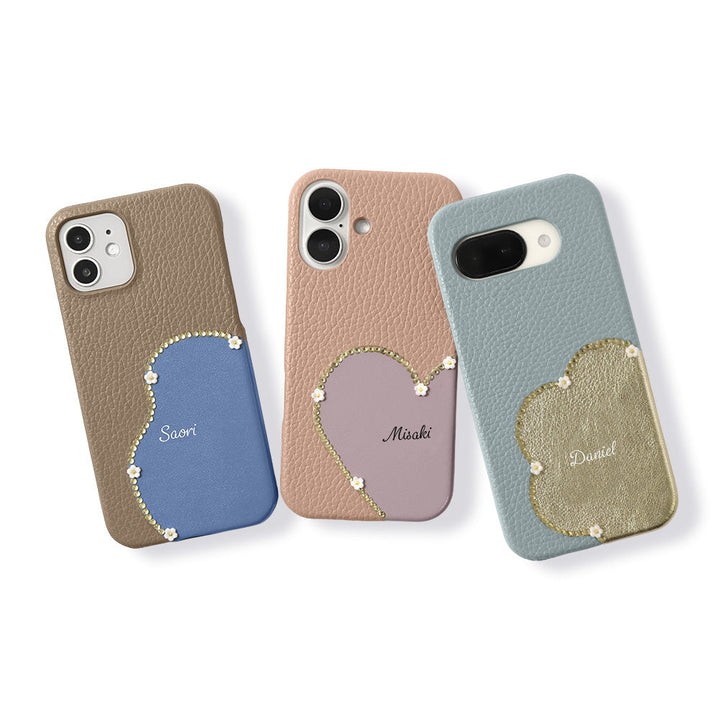 Genuine Leather 32 Colors Italian Shrink Leather Motif Cut Leather Printed Name Stone Decoration Back Case Xperia Series