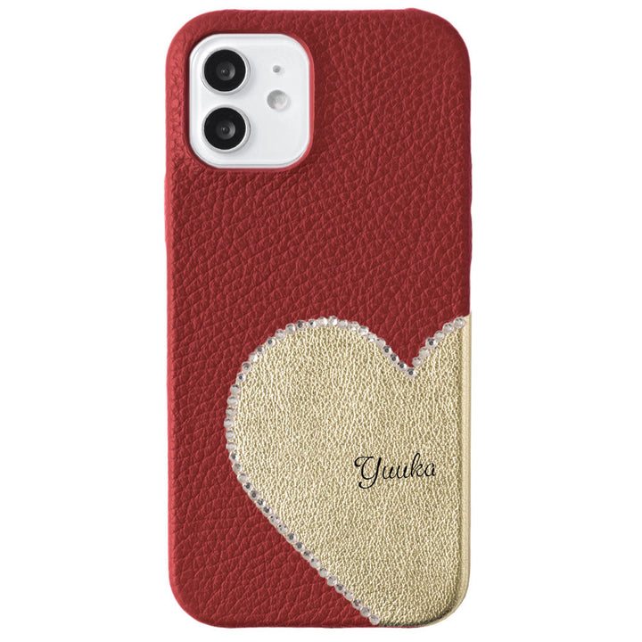 Genuine Leather 32 Colors Italian Shrink Leather Motif Cut Leather Printed Name Stone Decoration Back Case AQUOS Series